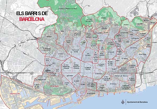Mudanzas con grúa en Barcelona Mapa barrios